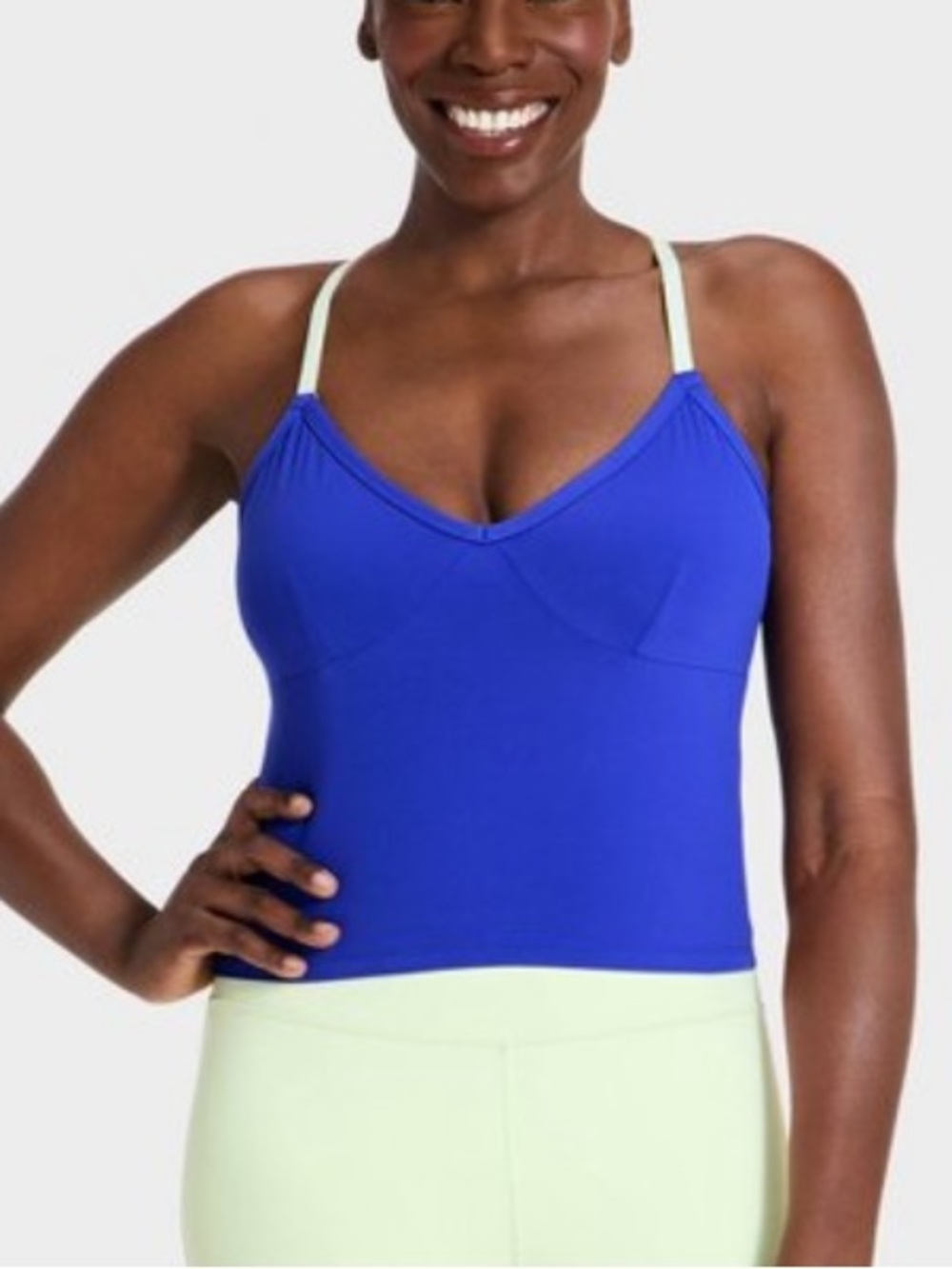 Women's Everyday Soft V neck Support Tank    Blue . L